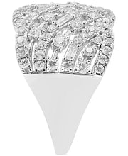 [14K, 1-1/2 Ct. T.W.] White Gold Diamond Round & Baguette Diagonal Cluster Ring