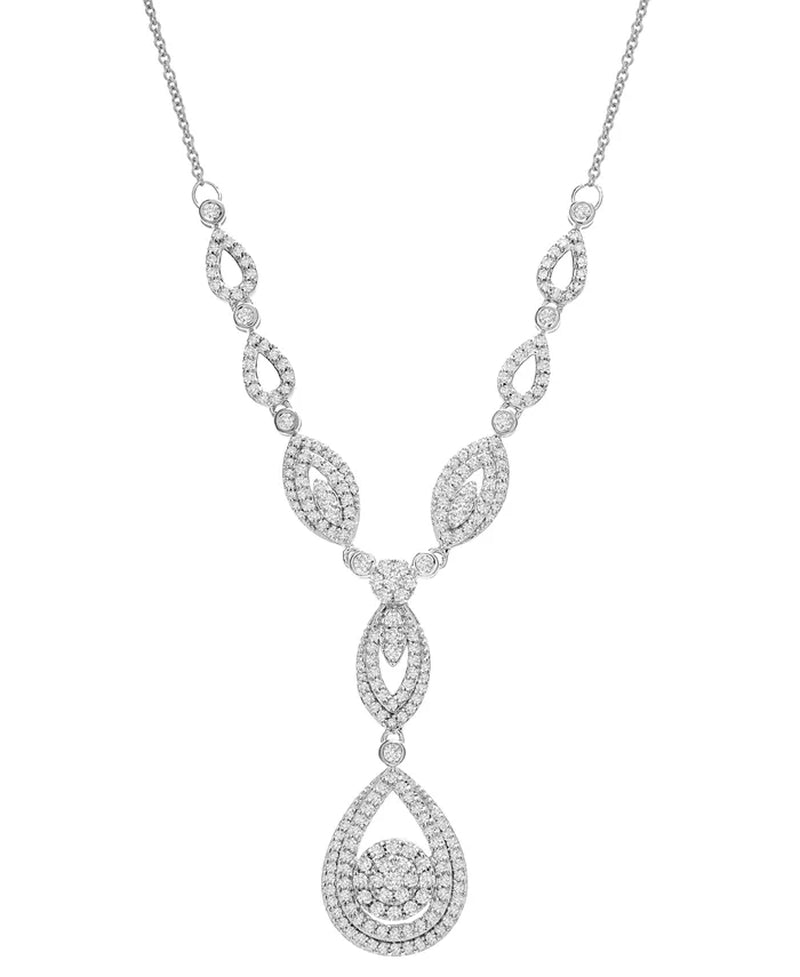 [14K, 1-1/2 Ct. T.W.] Yellow Gold Diamond Double Drop Necklace 17"