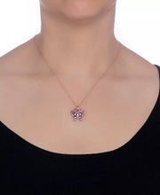 [14K, 1 Ct. T.W.] Rose Gold-Plated Sterling Silver Amethyst & White Topaz Accent Butterfly Pendant