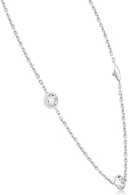 14K White Gold 1.00Ct TW Certified Bezel Set Diamond Station Necklace 18" Long with Lobster Clasp Lab Grown (H-I,VS1-VS2)