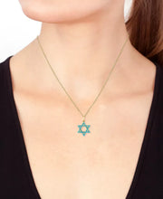 [14K] Yellow Gold Turquoise Star of David Pendant