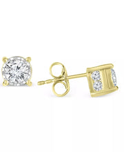 [14K, 1 Ct. T.W.] White, Yellow or Rose Gold Diamond Stud Earrings