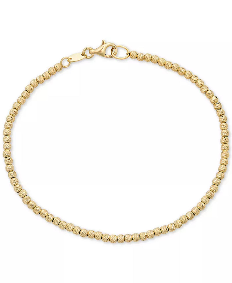 [14K] Gold Beaded Bracelet With Lobster Clasp Closure