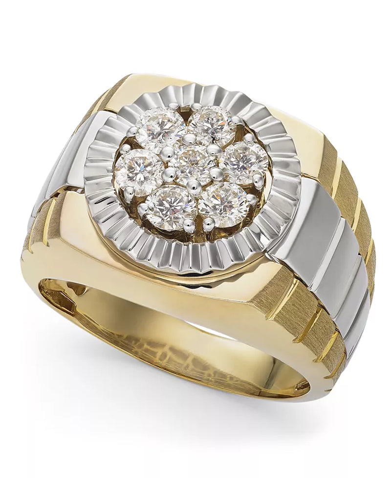 Men'S Diamond Two-Tone Ring in 10K Gold (1 Ct. T.W.)