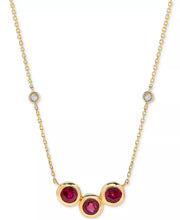 [14K] Gold Ruby (1-1/2 Ct. T.W.) & Diamond (1/20 Ct. T.W.) Triple Bezel Collar Necklace