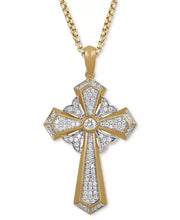 [18K, 1/2 Ct. T.W.] Gold-Plated Sterling Silver Diamond Cross Pendant Necklace