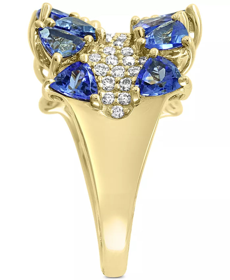 [14K] Gold Tanzanite (3 Ct. T.W.) & Diamond (3/8 Ct. T.W.) Ring