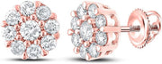 [10K, 5/8 Cttw] Rose Gold Mens Round Diamond Cluster Stud Earrings 