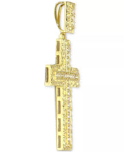 [10K, 1/4 Ct. T.W.] Gold Diamond Textured Cross Pendant