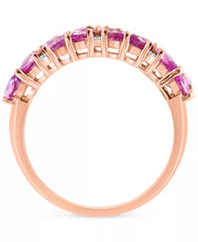 [14K] Rose Gold  Pink Sapphire (2-1/4 Ct. T.W.) & Diamond (1/8 Ct. T.W.) Cluster Ring