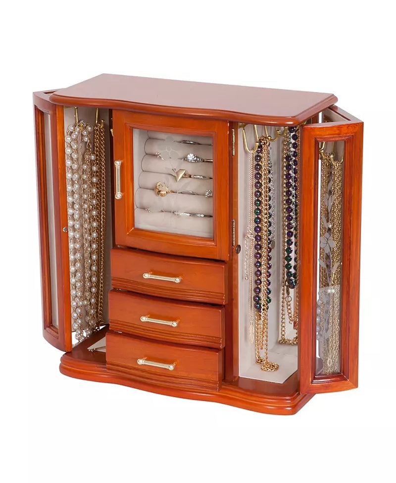 The Richmond Walnut Finish Wooden Jewelry Organizer