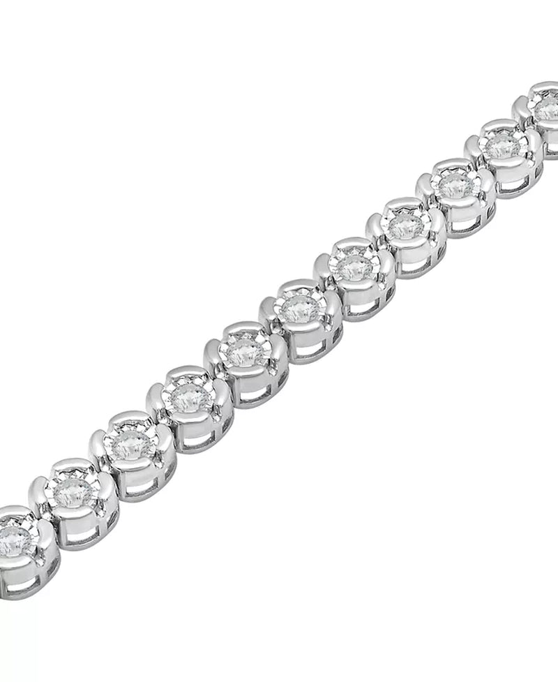 [1 Ct. T.W.] Men's Sterling Silver Diamond Tennis Bracelet