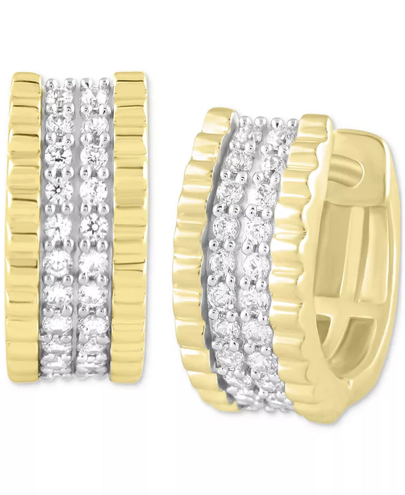 Men'S Diamond Ridged Small Hoop Earrings (1/3 Ct. T.W.) in 10K Gold, 15Mm