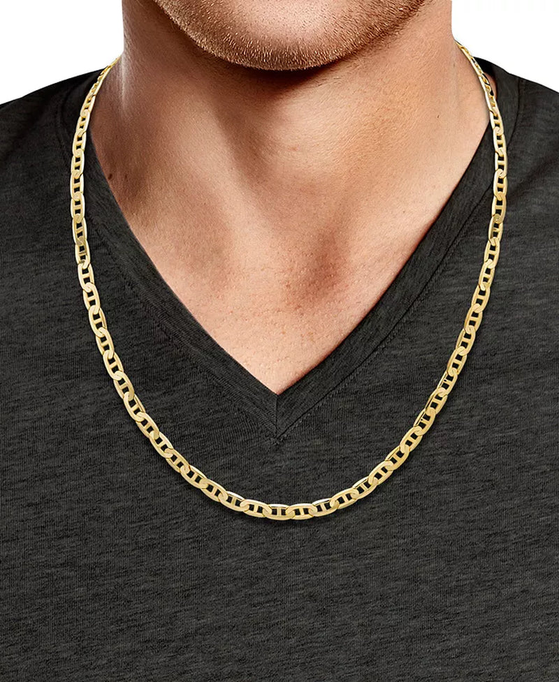 [10K, 5-5/8Mm] Mens Solid Mariner 22" Chain Link Necklace