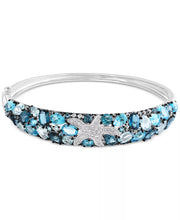 [13 Ct. T.W.] Sterling Silver Multi-Gemstone Starfish Bangle Bracelet