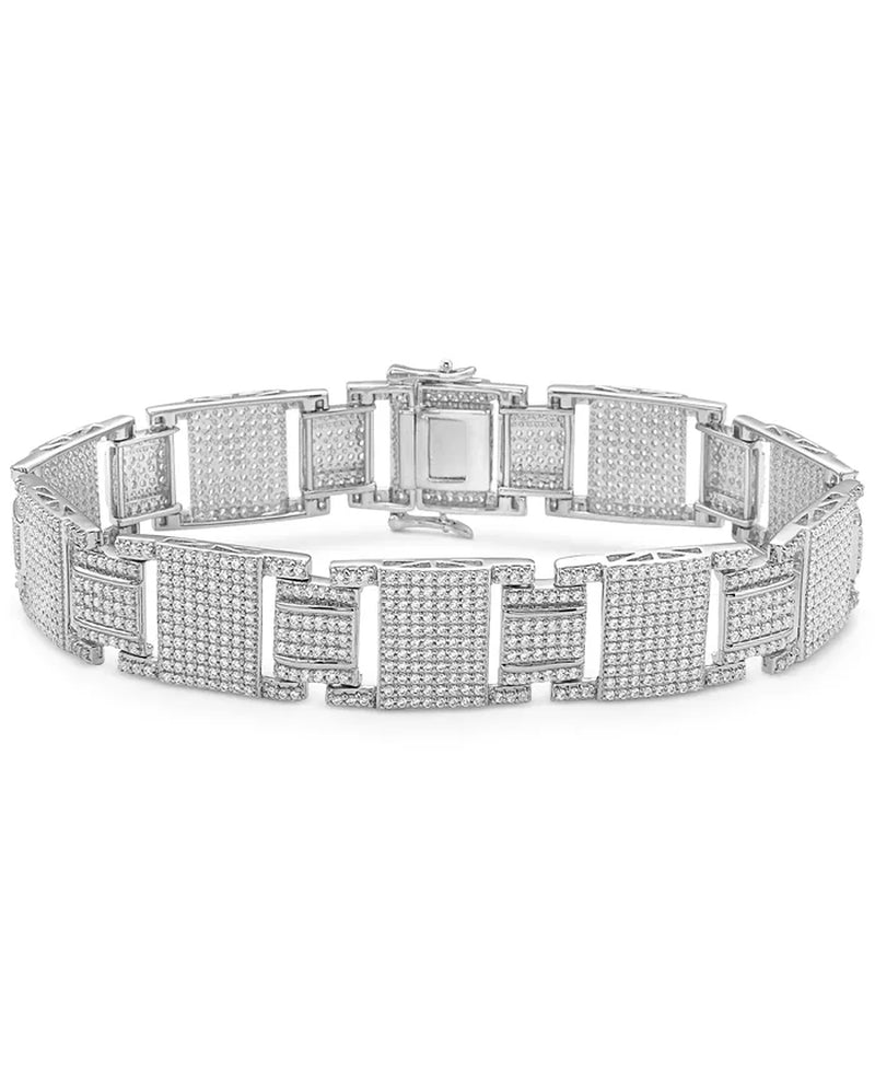 [10K, 6-1/2 Ct. T.W.] White Gold  Diamond Pavã© Square Link Bracelet