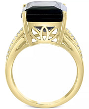 [14K, 3/8 Ct. T.W.] Gold Onyx & Diamond Statement Ring 