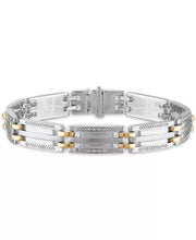 [10K, 1/5 Ct] Gold Men's Sterling Silver Diamond 8 1/2" Bracelet