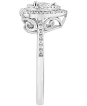 [14K, 1/3 Ct. T.W.] White Gold  Diamond Halo Heart Ring