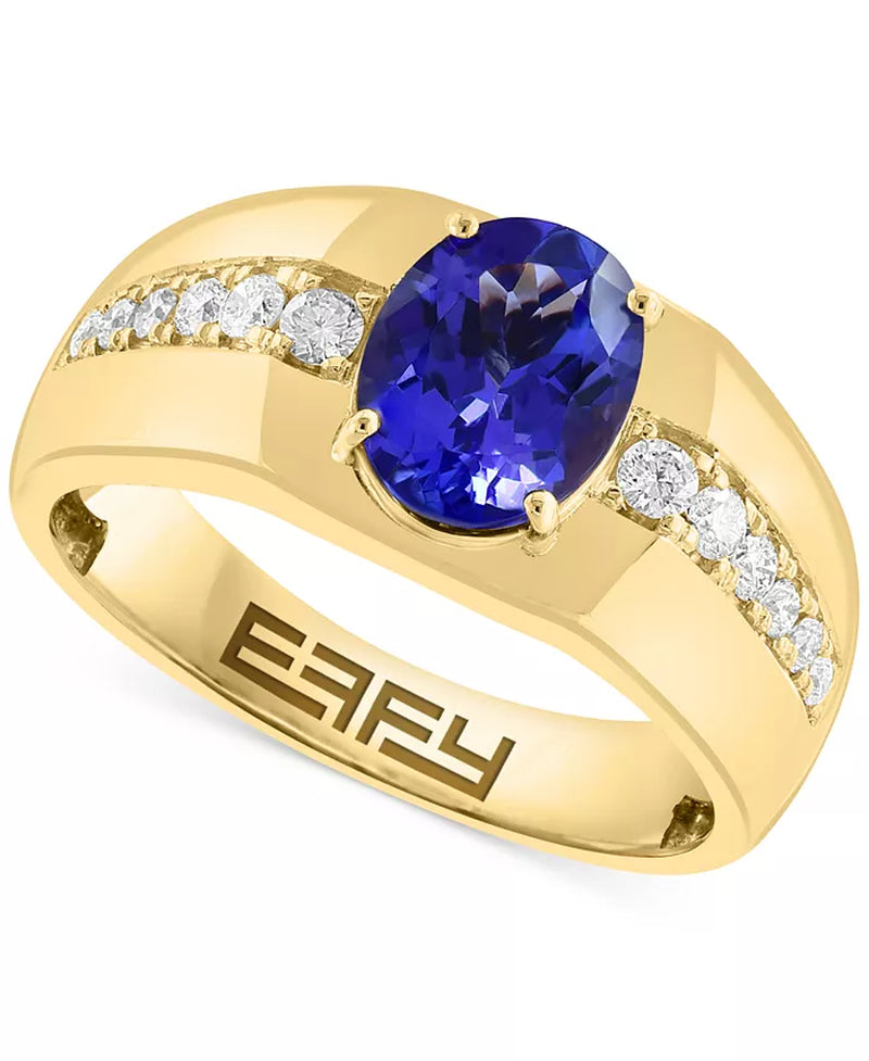 [14K] Gold Tanzanite (1-3/4 Ct. T.W.) & Diamond (1/3 Ct. T.W.) Ring 