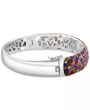 [13-5/8 Ct. T.W.] Sterling Silver Multi-Sapphire Pavã© Bangle Bracelet