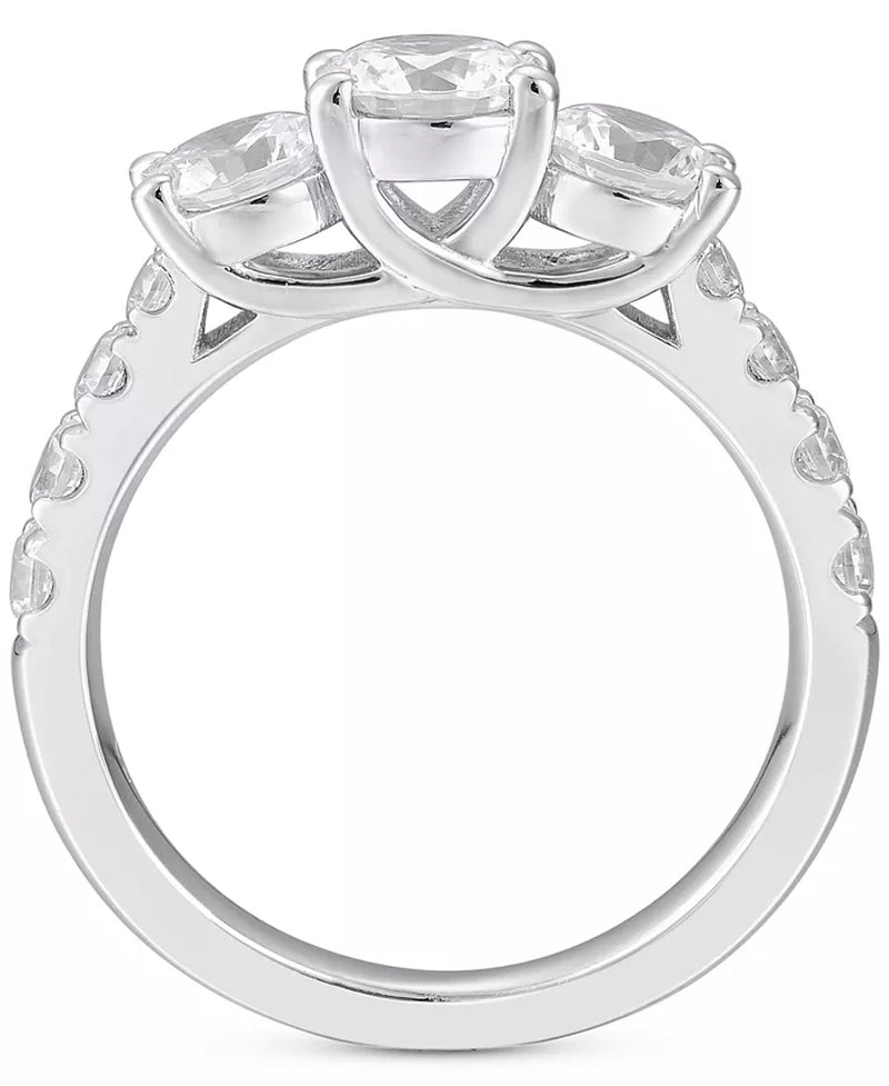 [14K, 2 Ct. T.W.] White Gold Diamond Three Stone Engagement Ring