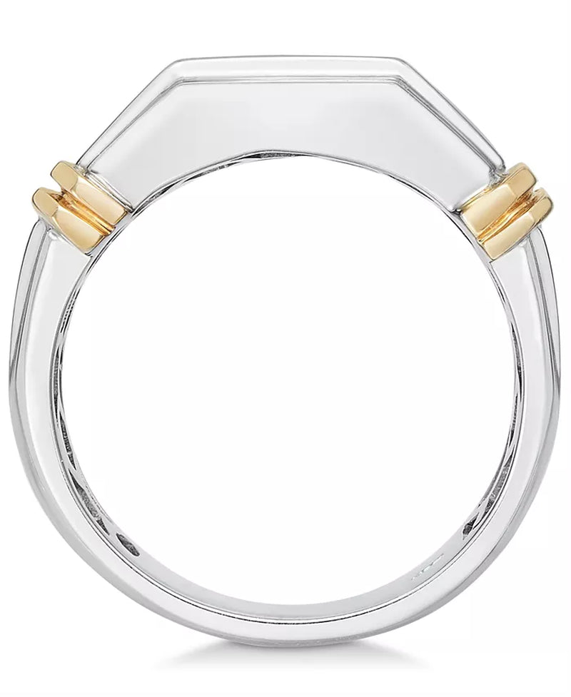 [10K, 1 Ct. T.W.] White & Yellow Gold Men's Diamond Ring
