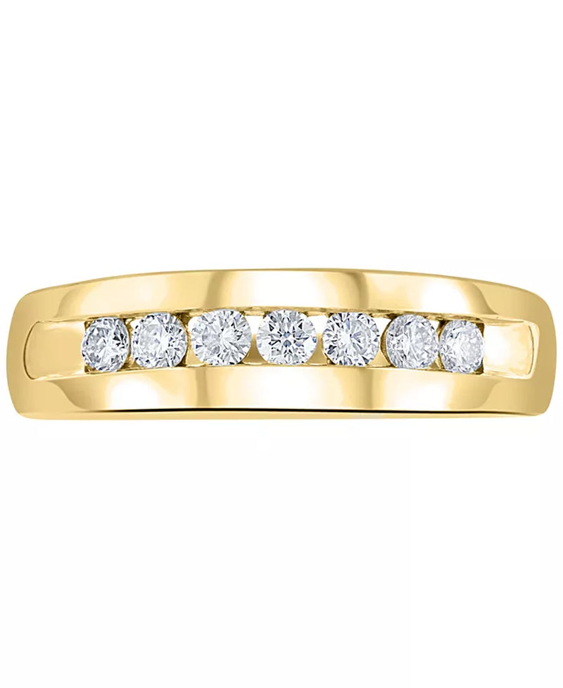 [14K, 1/2 Ct. T.W.] Gold Men's Diamond Channel-Set Band