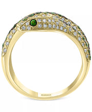 [14K] Gold Tsavorite (1/2 Ct. T.W.) & Diamond (3/8 Ct. T.W.) Snake Ring