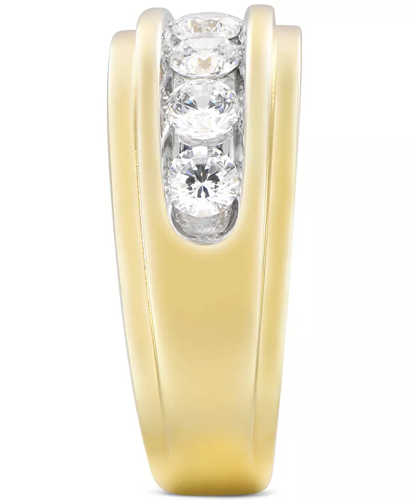 [10K, 1 Ct. T.W.) Gold Men's Diamond Channel-Set Band