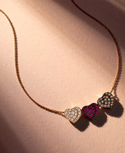 [14K] Yellow Gold, Godiva X Passion Ruby (1/3 Ct. T.W.) & Diamond (5/8 Ct. T.W.) Pavã© Heart Statement Necklace