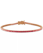 [7/8 Ct. T.W.] 14K Gold Strawberry Layer Cake Ruby & Pink Sapphire Link Bracelet