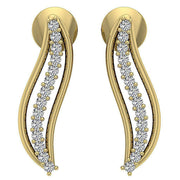 [14K, 0.15 Ct] Gold Fashion Huggie Earrings With Natural Diamonds