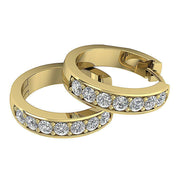 [14K, 0.25 Ct] White Yellow Rose Gold With Natural Diamond Hoop Earrings Pave Set 