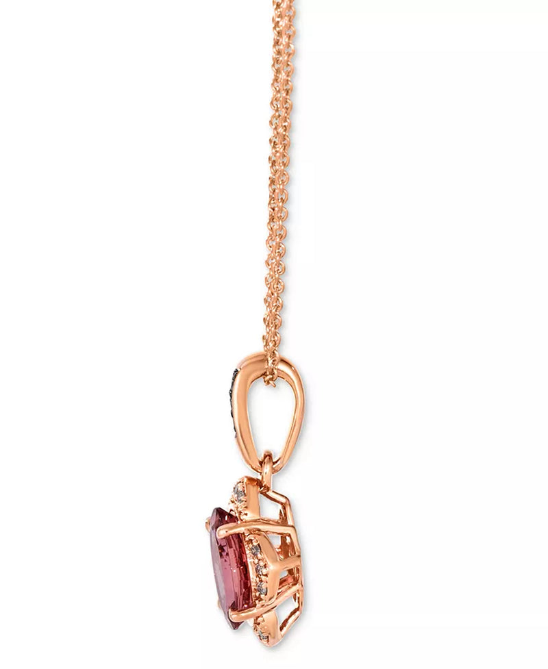 [14K] Rose Gold Passion Fruit Tourmaline (1-1/20 Ct. T.W.) & Diamond (1/20 Ct. T.W.) Necklace