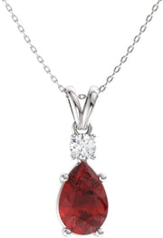 [14K,0.43 Ct] Solid Gold Natural Diamond Pear Cut Gemstone and Teardrop Pendant Necklace with Chain