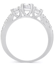 [14K, 1-1/2 Ct. T.W.] White Gold Diamond Three Stone Engagement Ring