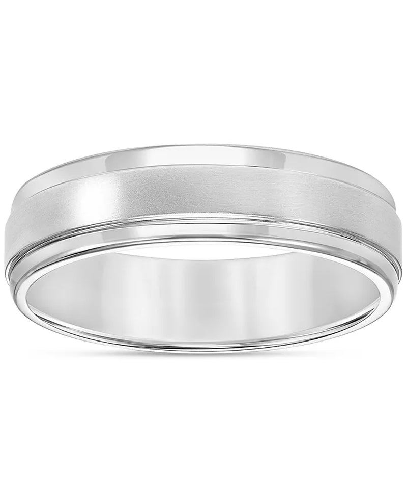 Platinum Brushed Finish Bevel Edge Comfort Fit  Men's Wedding Band