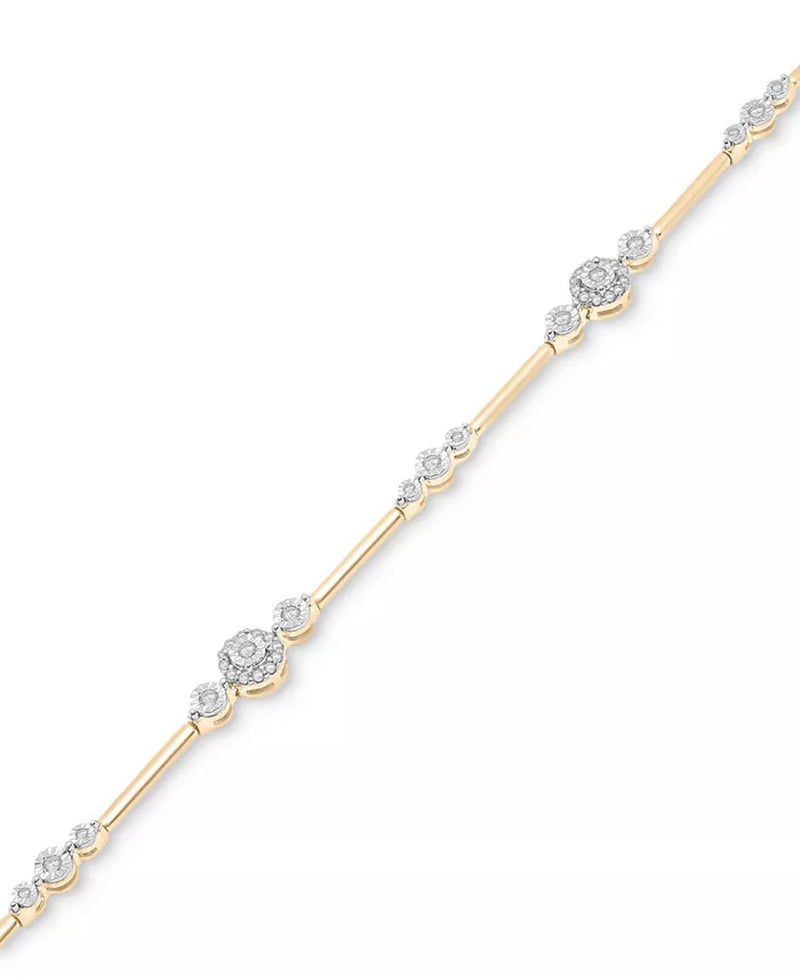 [1/2 Ct. T.W.] 14K Gold Diamond Station Link Bracelet