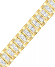 [14K, 1 Ct. T.W.] Sterling Silver & Gold-Plate Mens Diamond Link Bracelet