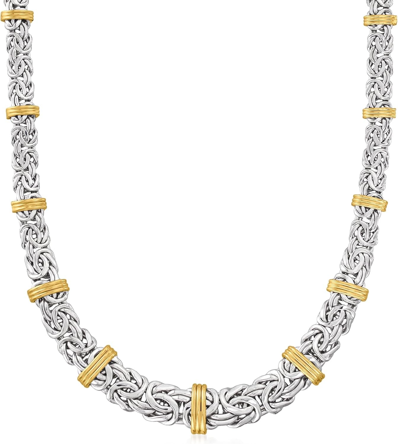 [14K] Yellow Gold Graduated Byzantine Necklace in Sterling Silver