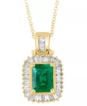 [14K, 1-3/8 Cttw, 1/2 Cttw] Brasilica Baguette-Cut Emerald & Diamonds