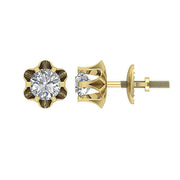 [14K, 0.30 Ct] Solitaire Studs Natural Diamond With Six Prong