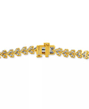 [3 Ct. T.W.] 10K Gold Diamond Heart Cluster Tennis Bracelet