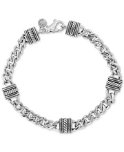  Men's Sterling Silver Rondelle & Curb Link Bracelet