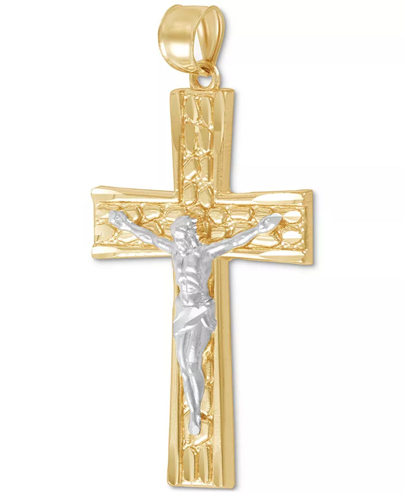 [14K] Gold Two-Tone Openwork Dimensional Crucifix Pendant