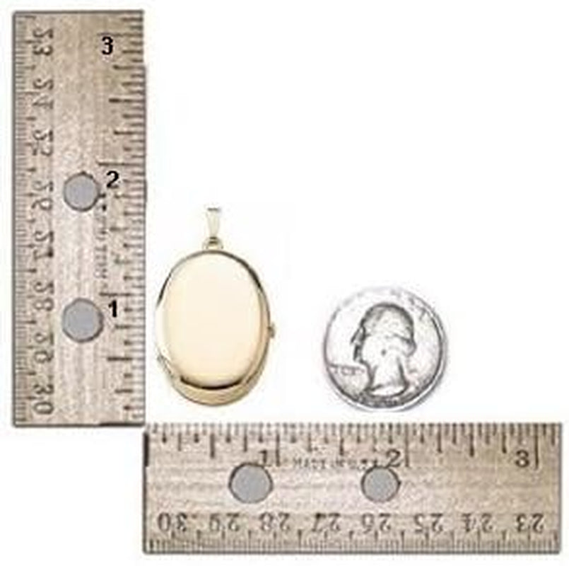 [14K] Solid Yellow Gold Oval Four Photo Locket 1 Inch X 1-1/4 Inch