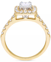 [14K, 1 Ct. T.W.] Gold Diamond Princess Halo Engagement Ring