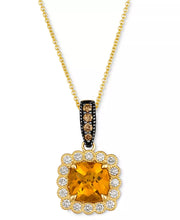 [14K] Gold Cinnamon Citrine (1-7/8 Ct. T.W.) & Diamond (1/2 Ct. T.W.) Halo Pendant