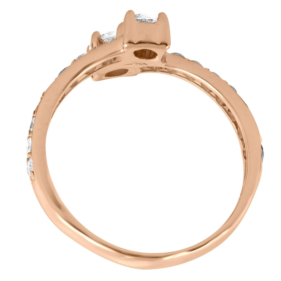 [14K, 1 Carat] Rose Gold Forever 2-Stone Diamond Engagement Ring